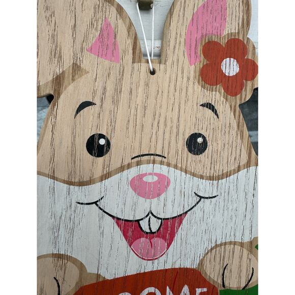 Farmhouse Easter Bunny Carrot Hanging Sign Spring Wall Front Door Porch Decor - Picture 2 of 6